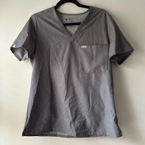 FIGS‎ Technical Collection Grey Scrub Top V-Neck Short Sleeve Women's Medium